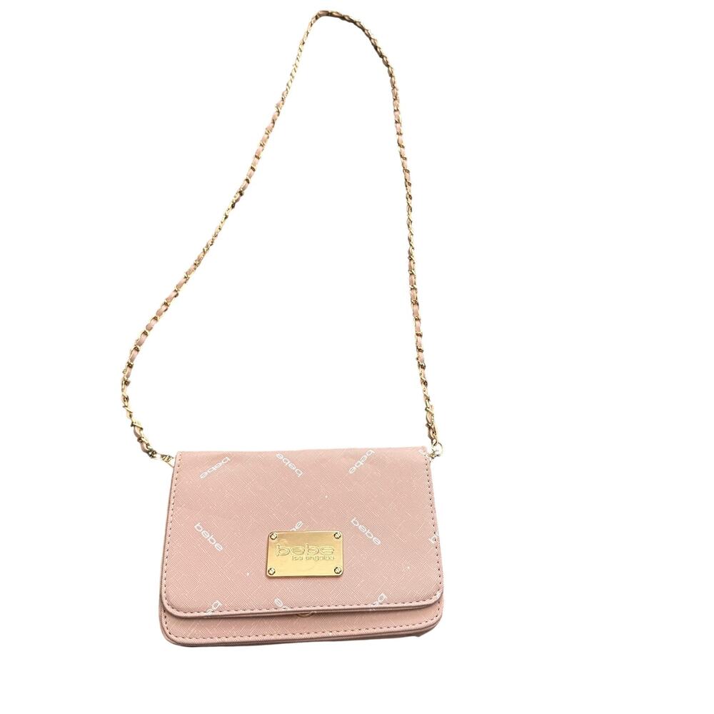Bebe Crossbody Bag Y2k Small Faux‎ Leather Gold Chain Wallet Purse Embossed